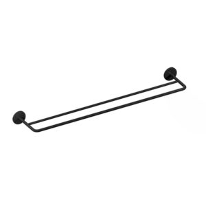 Toalheiro Duplo 60Cm Round Preto Brilhante Metalworks 09.RD02.PB